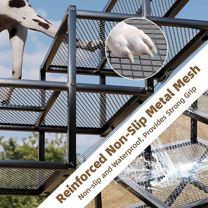 Dog Stairs for Large Dogs, Linvivon Extra Wide 20" Dog Steps with Non-Slip Surface and Reflective Strips, Outdoor Foldable Dog Ramp for Stairs, Car, Truck and SUV, Supports Up to 400LBS, 5 Steps