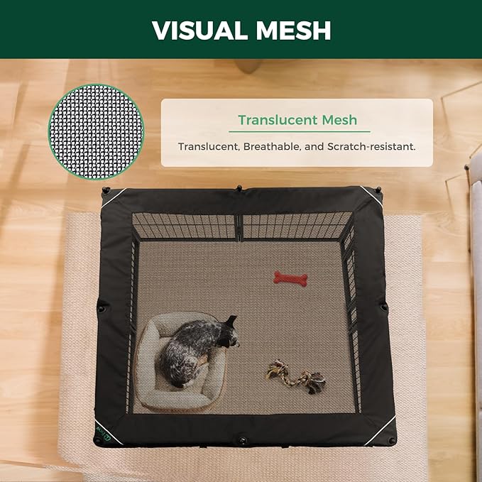 FXW Homeplus Unleashed Indoor Dog Playpen - Stress-Free and Safe Play, Heavy Duty 24 Inch 8 Wire Panels with Playpen Cover for Puppy and Small Dogs, Black│Patented