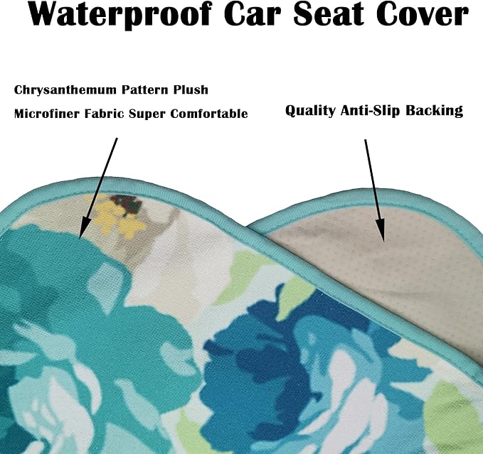 Car Seat Cover Protector Front Seats,for Gym Workout,Running,Swimming,Beach and Hiking,Waterproof Sweat Towel Bucket Seat Covers for Cars SUV Trucks (Chrysanthemum, 2Pcs)