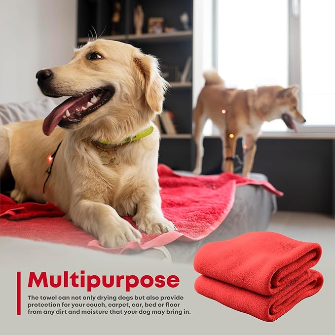 Extra Large Dog Towel Soft Absorbent Bath Pet Towels for Drying Dogs, Elastic Terry Microfiber Soft Towel, Machine Washable, Quick Dry, Multipurpose (L, XL, 2XL) (Green, L)