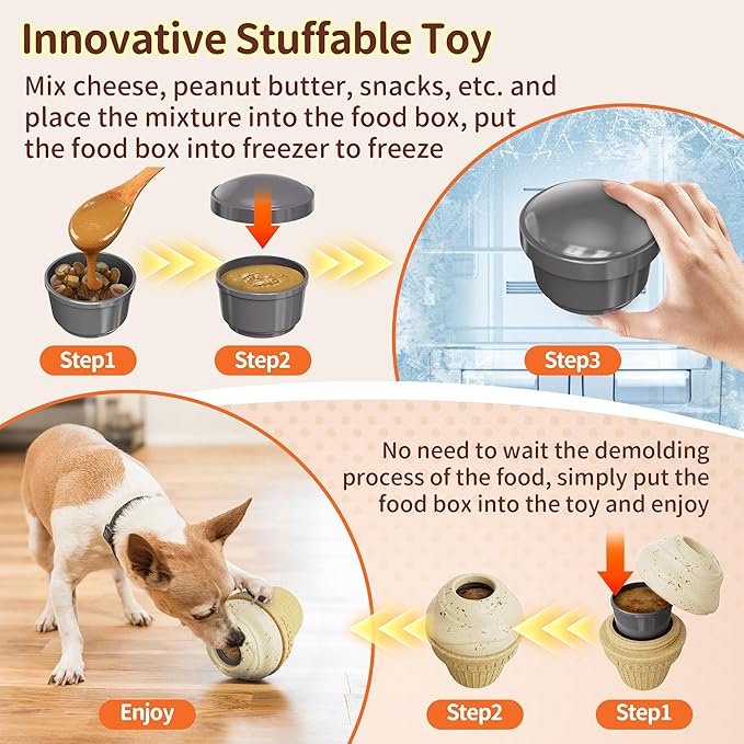 Dog Treat Dispenser Toy Interactive, Frozen Treat Toy Reduces Anxiety, Chew Toys for Aggressive Chewers, Birthday Enrichment Toy, Dog Treat Toys to Keep Them Busy for All Breeds