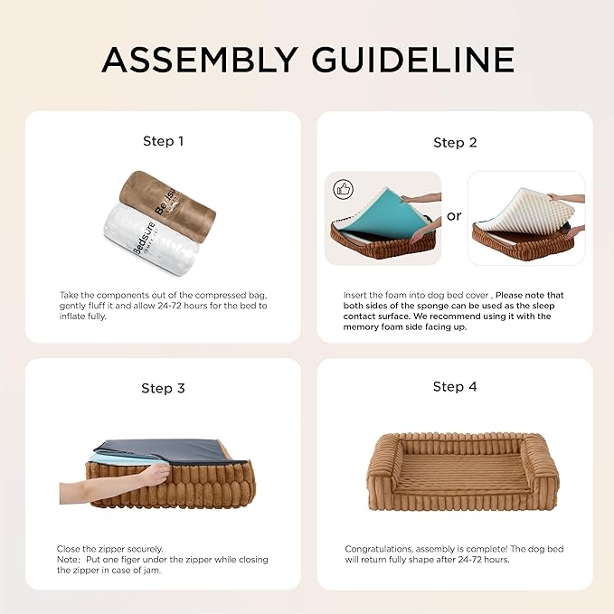 Bedsure Orthopedic Dog Beds for Extra Large Dogs, Waterproof Memory Foam XL Pet Bed with Sides, Non-Slip and Egg-Crate Foam Big Dog Couch Sofa with Washable Removable Corduroy Cover, Blue