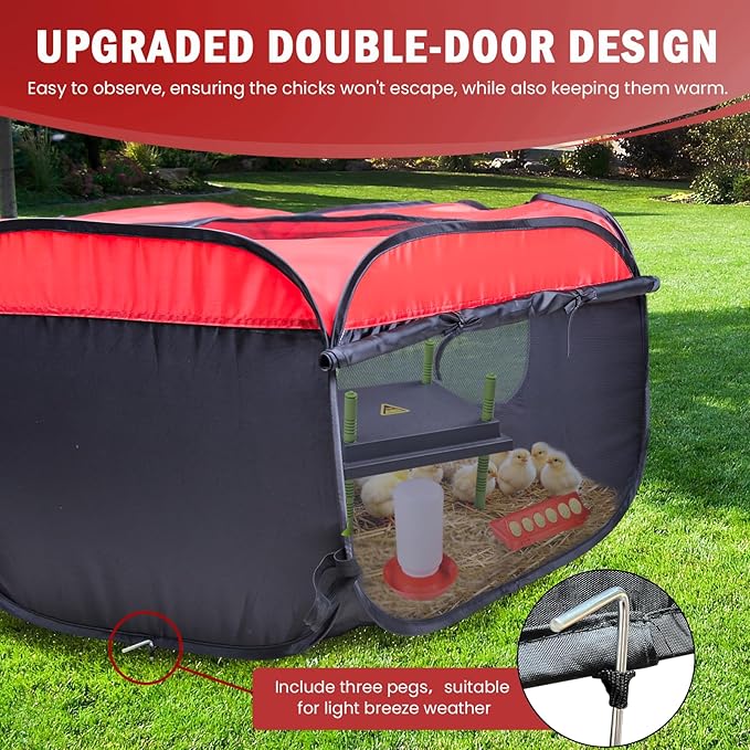 Chicken Brooder Box for Chick Starter Kit - 10 * 12inch Brooder Heating Plate Chick Brooder Pen/Baby Chicken Brooder Box 4-in-1 Bundles with Chicken Feeder, Waterer (Brooder Set)