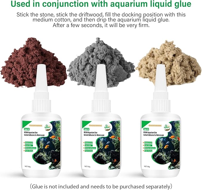 Cotton Wool for Aquascape- Gap Filler Cotton for Rocks & Wood | Aquarium Safe Bonding Material | Secure Adhesive Helper (Brownish red(Driftwood Color))