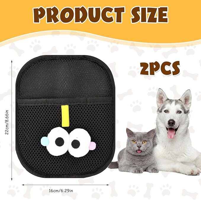 2 PCS Electrostatic Pet Hair Remover, Pet Hair Remover Tool for Cats & Dogs, Cleaning Gloves for Carpet, Couch, Furniture, Car Seat, Double-Sided, Reusable, Washable