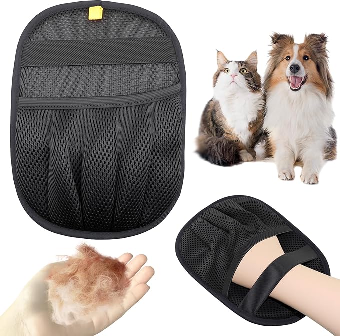 Electrostatic Pet Hair Remover Glove-Furniture/Couch/Carpet/Car Seat Hair Removal, Efficient Pet Grooming Glove for Dogs & Cats, Washable Reusable Static Removal Gloves for Pet Hair