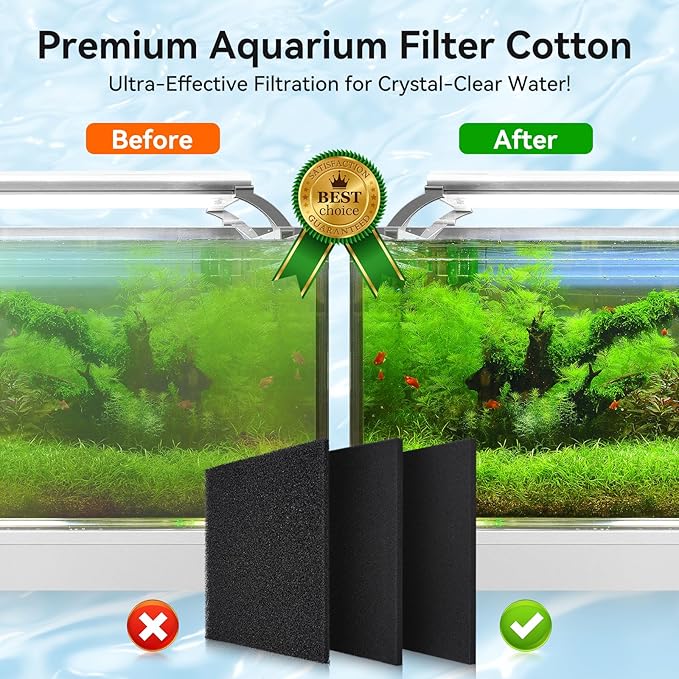Aquarium Filter Sponge Pad, Filter Media Foam Sponges, Filter Accessories for Fish Tanks and Ponds (18.5"x18.5"x0.8", 50PPI, 2 Pack)