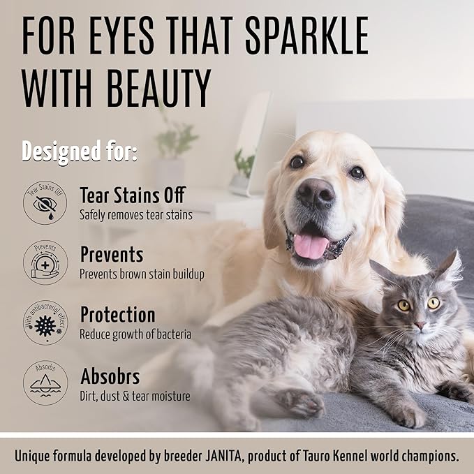 Tauro Pro Line Clay Tear Stain Remover for Dogs - Shield Mask for Eyes, Ears, Mouth, Gentle Grooming Product for Dogs, Puppy & Cat (Stainless Look - 1.69 Fl Oz)