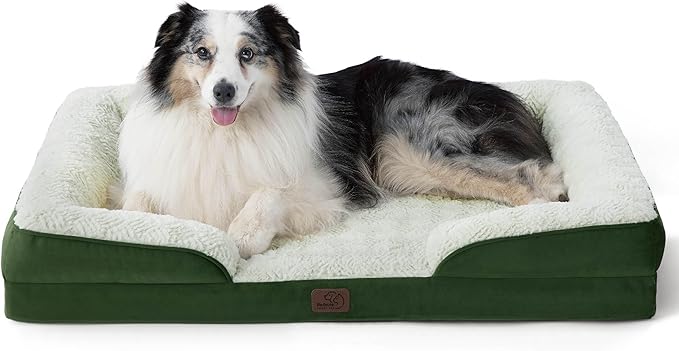 Bedsure XL Orthopedic Dog Bed for Extra Large Dogs - Washable XLarge Dog Cat Bed Waterproof, Comfort Dogs Couch Sofa with Washable Removable Cover, Pet Bed with Nonskid Bottom, Plush-Green, 42"