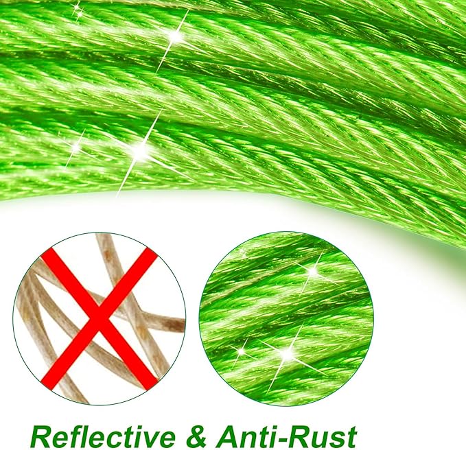 Dog Tie Out Cable for Outside,20FT Heavy Duty Dog Leash&Chains with Swivel Hook,Small-Large Dogs Runner Cable Up to 250lbs, Long Dogs Lead Line for Yard Outdoor and Camping (250lbs 20FT, Green)