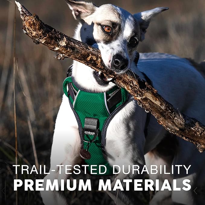 Embark Adventure Dog Harness, Reflective Trim No Pull Dog Harnesses for Small Sized Dogs - Military Grade Nylon, Front Clip with Gel Lined Handle.