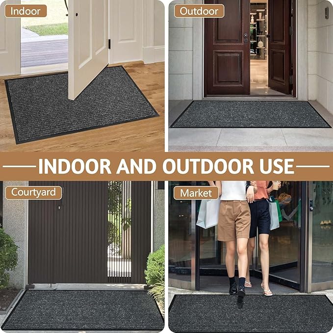 Front Door Mat Outside Entrance, 120" x 36" Sturdy Indoor Outdoor Mats for Entryway, Low Profile Welcome Doormat for Home Entrance, Non Slip Shoe Scraper Mat, Ideal for High Traffic Area