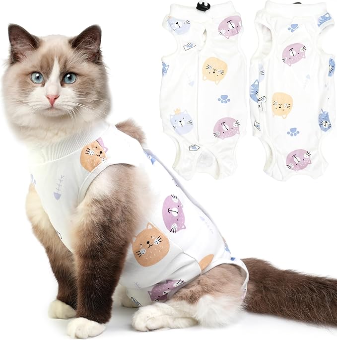 Cat Recovery Suit for Spay Abdominal Wounds, Breathable Cat Onesie for Cats After Surgery Female, Kitten Surgical Recovery Suit Female Cone of Shame Alternative for Cats Anti Licking