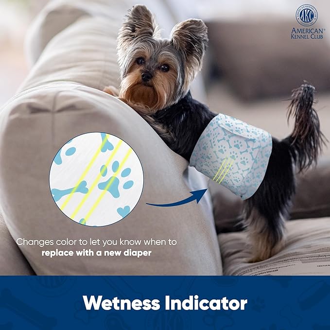 American Kennel Club Male Dog Wrap, Disposable Diapers with Wetness Indicator, Large, 50 Count (Pack of 6)