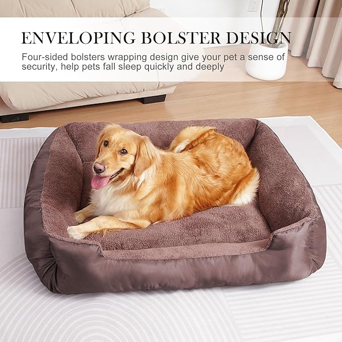 Dog Beds for Small Dogs Washable, Rectangle Dog Bed, Warming Soft Calming Sleeping Puppy Bed with Anti-Slip Bottom