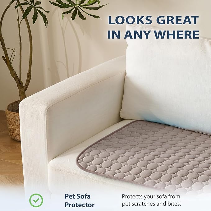 MICROCOSMOS Summer Cooling Mat & Sleeping Pad- Water Absorption Top, Materials Safe, Easy Carry, EZ Clean. Keep Cooling for Pets, Kids and Adults.(Brown, 48" x24")