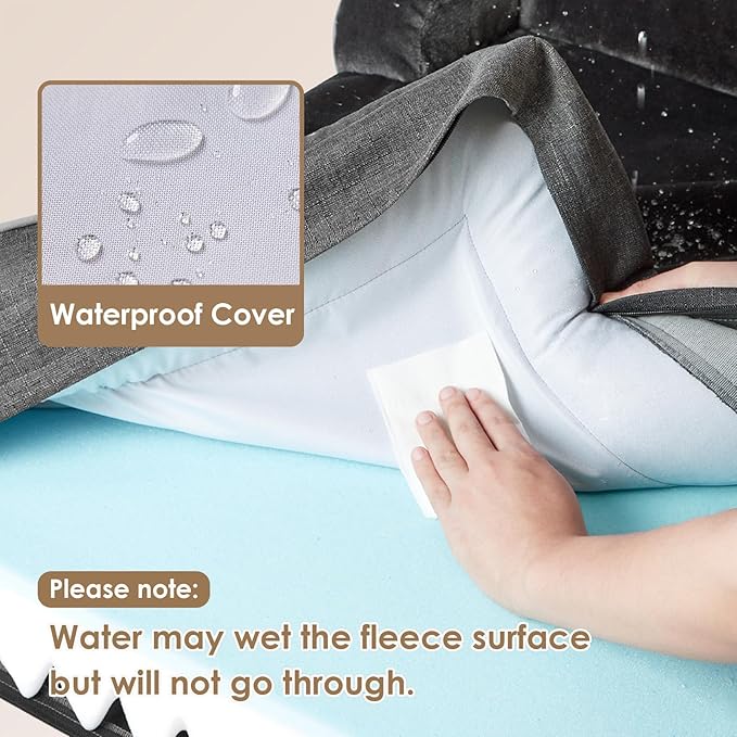 EHEYCIGA Orthopedic Dog Bed for Small Dogs, Waterproof Memory Foam Small Pet Beds with Sides, Non-Slip Bottom and Egg-Crate Foam Medium Dog Couch Bed with Washable Removable Cover, Dark Grey