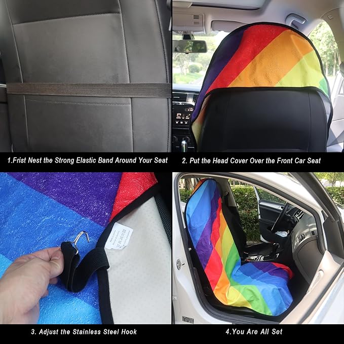 Car Seat Cover Protector Front Seats,for Gym Workout,Running,Swimming,Beach and Hiking,Waterproof Sweat Towel Bucket Seat Covers for Cars SUV Trucks (Rainbow, 1Pcs)