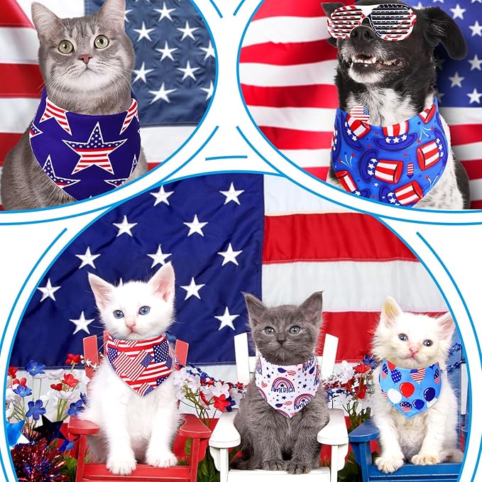 Abbylike 200 Pcs Patriotic Dog Bandanas Bulk Labor Day Bandanas for Dogs Triangle Kerchief Scarf Set for Puppy Small Medium Large Workers' Veterans Day Costume Accessories (25.6 x 17.7 x 17.7 Inch)