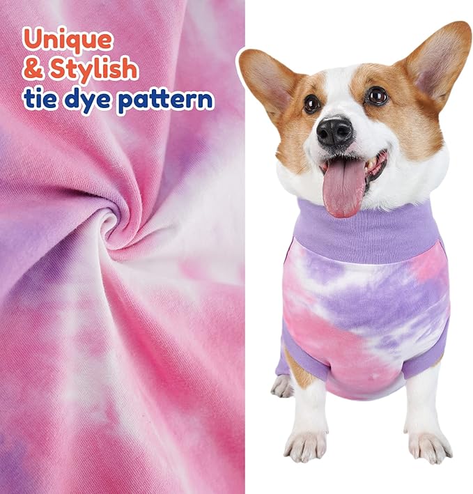 Breathable Dog Recovery Suit for Male/Female, Tie Dye Purple Dog Onesie for Abdominal Wounds, Cone E-Collar Alternative After Surgery to Anti-Licking, Professional Surgery Suit for Dogs Large