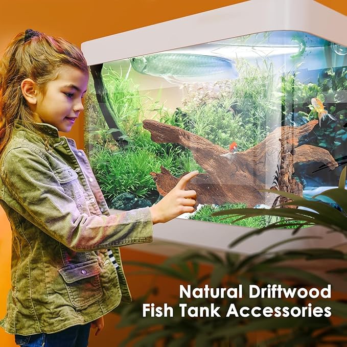 Natural Large Aquarium Driftwood for Fish Tanks & Reptile Terrariums – 100% Safe Fish Tank Decorations, Unique Twisted Branches 1-Piece 13-17 Inch Low Tannin, Easy to Sink