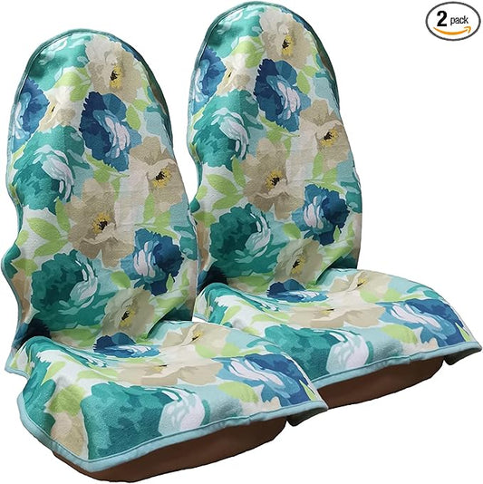 Car Seat Cover Protector Front Seats,for Gym Workout,Running,Swimming,Beach and Hiking,Waterproof Sweat Towel Bucket Seat Covers for Cars SUV Trucks (Chrysanthemum, 2Pcs)