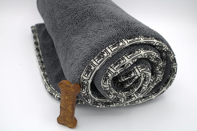 Devil Dog Premium Pet Drying Towel, Ultra-Soft, Highly Absorbent Microfiber Bath Towel for Dogs, Cats, and Other Animals - Gray, Small 16" x 24" 1200GSM 80% 20% Blend