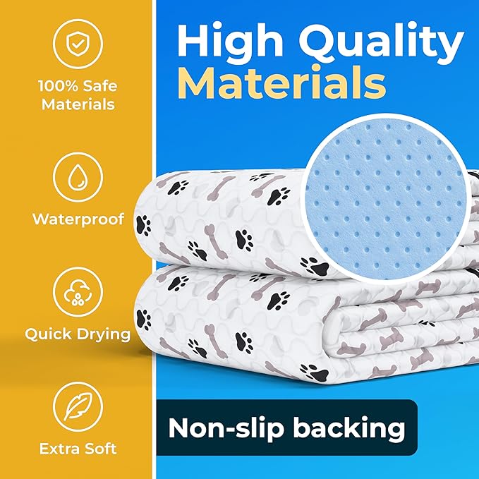 GREEN LIFESTYLE Washable Pee Pads for Dogs - Waterproof Reusable Puppy Pads with Anti-Slip Backing, Pet Training Pad for Puppy Playpen, Crate, Whelping Box, Potty Training (4, 34x36)