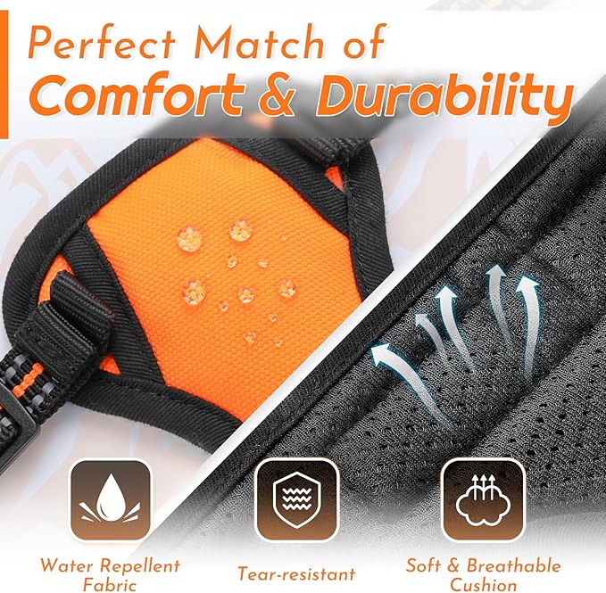 Eagloo Small Dog Harness No Pull, Service Vest with Reflective Strips and Control Handle, Adjustable and Comfortable for Easy Walking, No Choke Pet Harness with 2 Metal Rings, Orange, XS