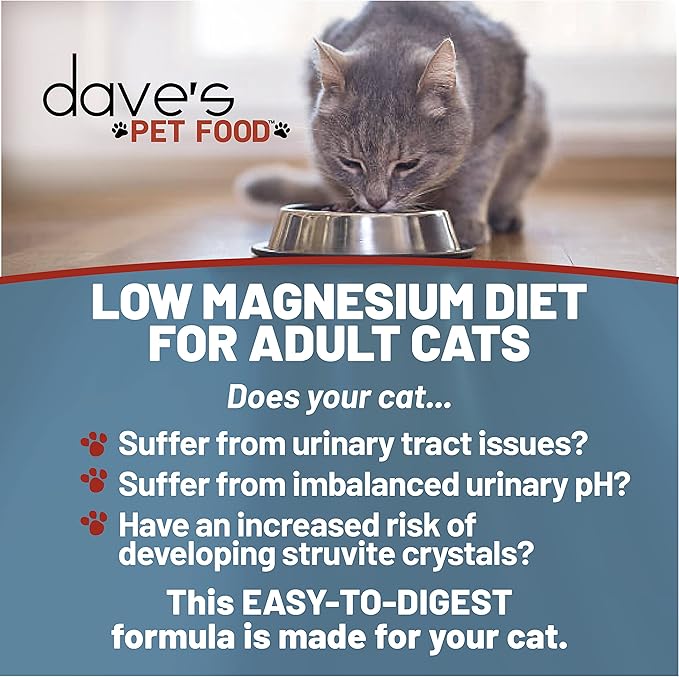 Dave's Pet Food Urinary Tract Cat Food Wet (Chicken Pate in Gravy), Non-Prescription Low Magnesium Restricted Diet Canned Cat Food, Added Vitamins, Vet Recommended, 5.5 oz (24 Pack)