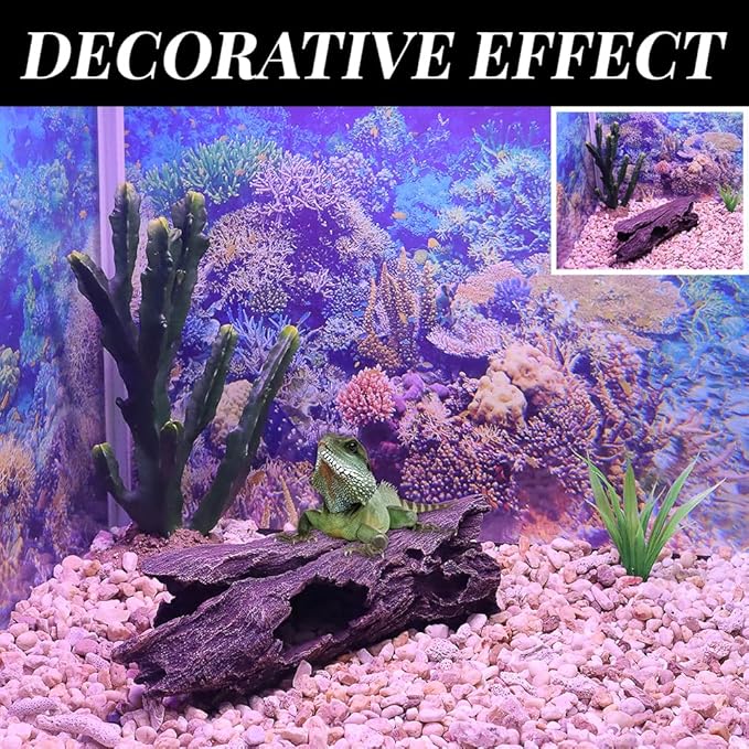 Fish Tank Decorations - Large Aquarium Decorations Air Bubbler Tree Fish House for Betta Hideout Caves Buddha Decor Temple Ruins Arched Betta Fish Accessories Reptile House Shelter Decor (Wood A-M)