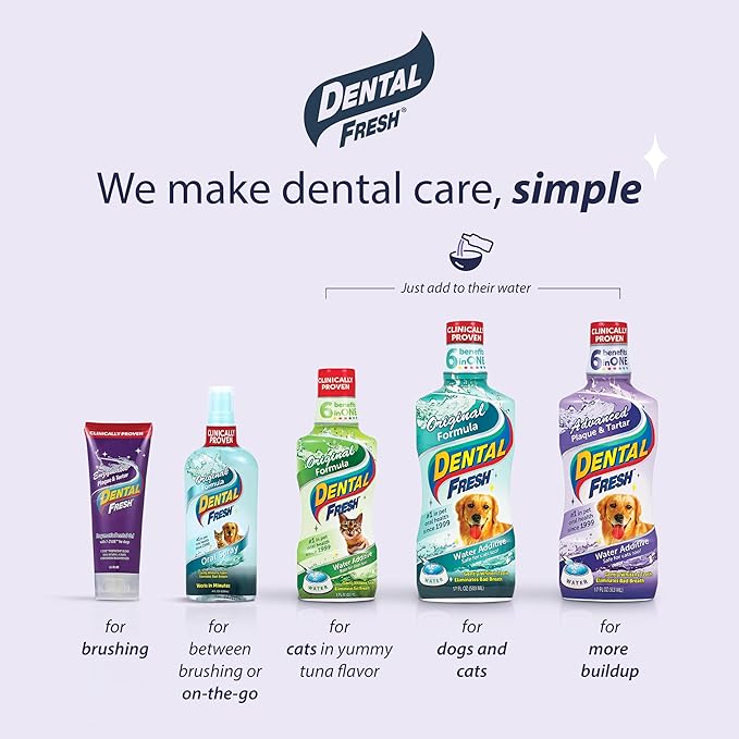 Dental Fresh Advanced Plaque and Tartar Water Additive, 8oz – Dog Teeth Cleaning Formula to Freshen Breath and Improve Overall Oral Health