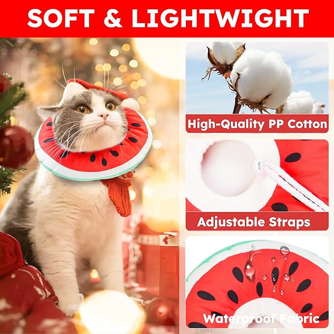 Cat Cone Collar Soft, Waterproof Cat Recovery Collar for Wound Healing Cute Donut Adjustable Kittens Cones to Stop Licking Comfortable Neck Elizabethan Collars for Cats Kittens After Surgery