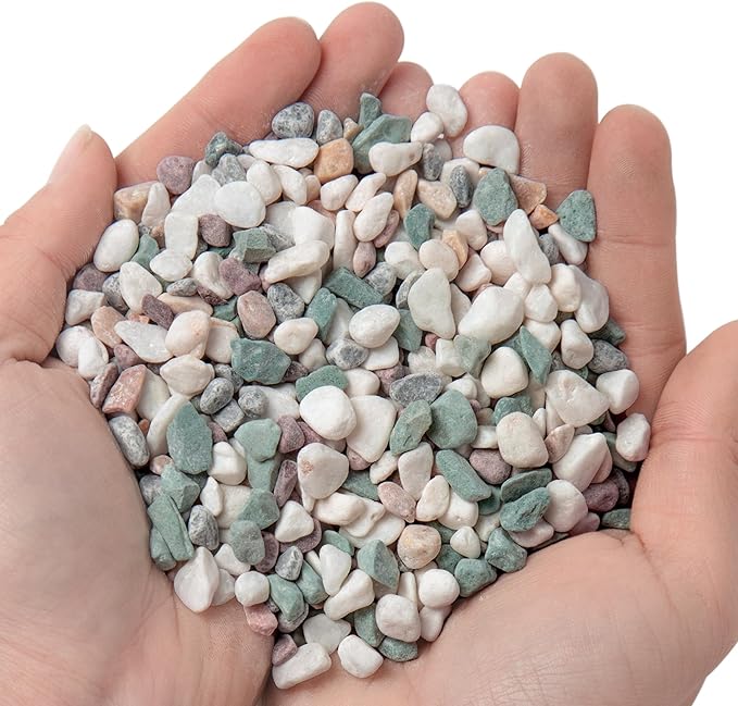 5lb Succulent and Cactus Gravel Pebbles 1/5-3/8 Inch Natural Decorative Polished Stones River Rocks for Plants, Vases, Aquariums, Terrarium and Outdoor Gardening, Mixed Color