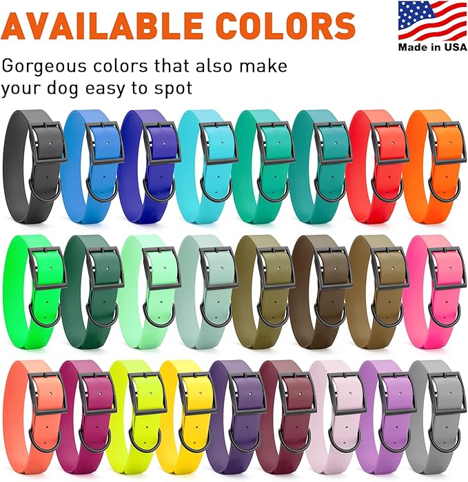 Dogline Biothane Waterproof Dog Collar Strong Coated Nylon Webbing with Black Hardware Odor- Proof for Easy Care Easy to Clean High Performance Fits Small Medium or Large Dogs, Passionfruit Pink