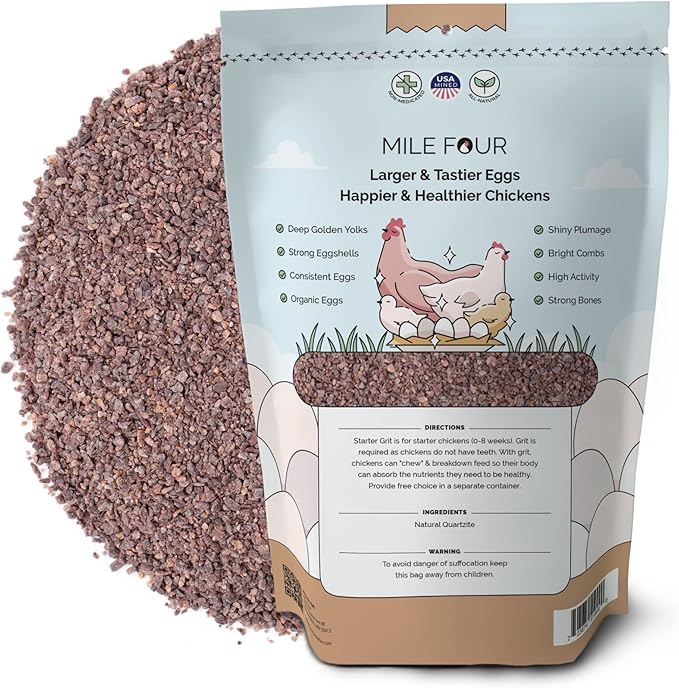 Chick Grit for Baby Chicks - Chickens Age 0-8 Weeks, 100% Natural Mineral Chick Grit Quartzite, Poultry Grit Digestive Aid, USA Mined, 4 lbs