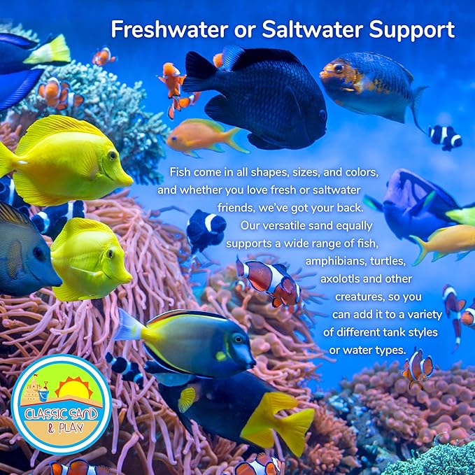 CLASSIC SAND & PLAY Natural Aquarium Sand for Freshwater and Saltwater Tanks, 40 lb. Bag, Improves Filter Life and Filtration Process, Pre-Washed Fine Sand, Red