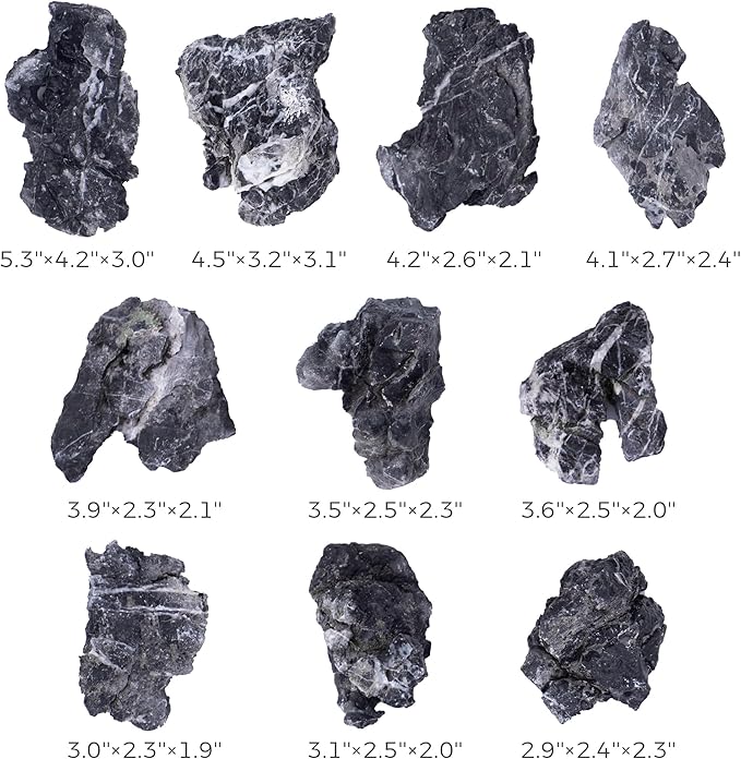 2-4 Inches Natural Seiryu Stone 10 PCS Aquarium Rocks for Aquascaping, Aquarium Landscaping, Terrariums, Fish Tank Decoration, Vivariums, Paludarium, Reptile and Amphibian Enclosures