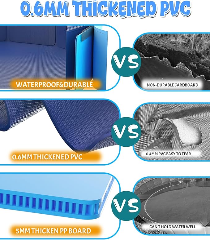 Giant Dog Pool 97"x16", Hyperzoo Foldable Dog Swimming Pool, Hard Plastic PVC Leakproof Doggie Wading Collapsible Pet Bathing Tub for Puppy Small Medium Large Dogs and Kids, Blue