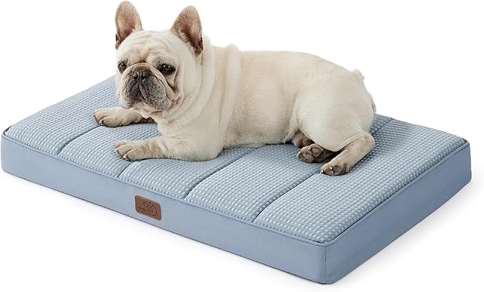 Bedsure Cooling Dog Bed for Small Dogs - Orthopedic Flat Puppy Beds with Removable Washable Cover, Egg Crate Foam Pet Mat, Suitable for Pet Up to 20 lbs