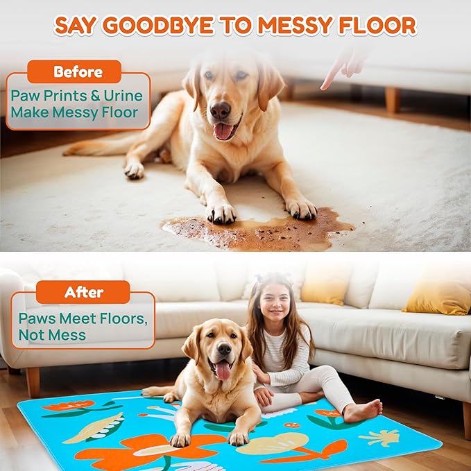 BurgeonNest Washable Pee Pads for Dogs, 1 Pack 72''x72'' Super Absorbent, Leakproof & Non-Slip Reusable Potty Pads for Puppy Playpen, Crate, Whelping Box, Potty Training, Blue