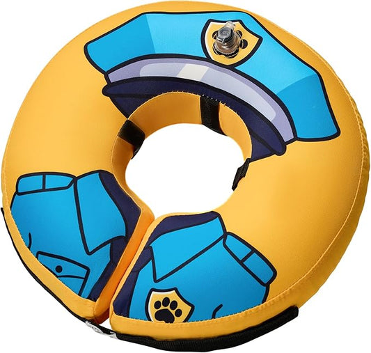 BENCMATE Inflatable Dog Cone Collar Alternative, Soft Dog Cone for Small Medium Large Dogs and Cats, Neck Recovery ECollar Donut Collar After Surgery (Medium+, Police Officer)