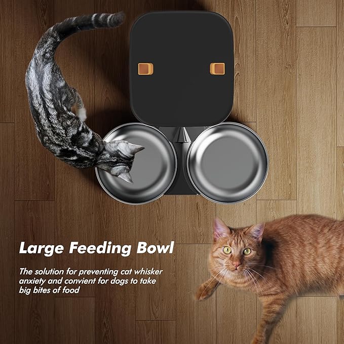 Automatic Cat Feeder for 2 Cats - 8L/34 Cups Large Capacity Auto Cat Food Dispenser with LCD Screen, 2 Food Trays, Timed Feeder, Up to 50 Portions 6 Meals Per Day, Keep Fresh
