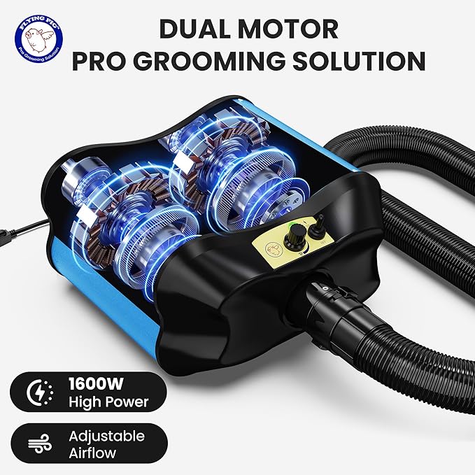 Flying Pig Double Motor High Performance Dog Pet Grooming Dryer (Teal Blue)