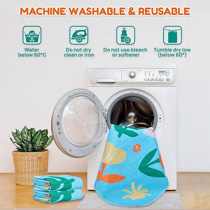 BurgeonNest Washable Pee Pads for Dogs, 1 Pack 72''x72'' Super Absorbent, Leakproof & Non-Slip Reusable Potty Pads for Puppy Playpen, Crate, Whelping Box, Potty Training, Blue