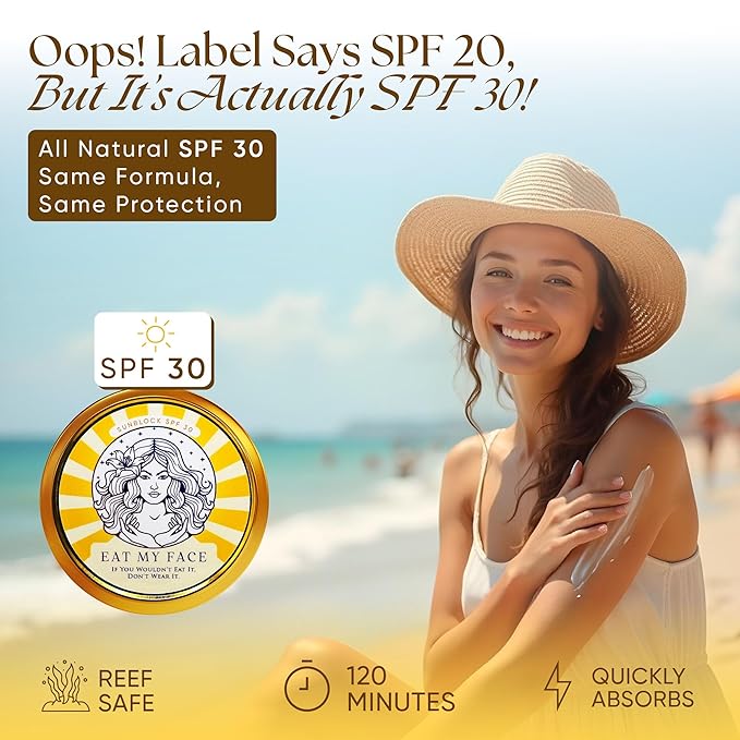 Beef Tallow Sunscreen Organic with Non Nano Zinc Oxide Formula for Daily Protection, 4oz Reef Safe Sunblock, SPF 30 All Natural Chemical Free Sunscreen, Made in USA, Natural Organic Sunblock for Skin