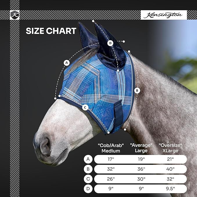 Kensington Signature Fly Mask w/Web Trim, Soft Mesh Ears & Forelock Opening Size: M-Small Horse Color: 121 - Deluxe Black