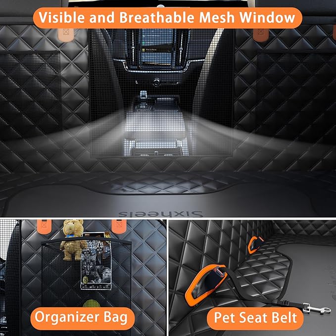 Car Back Seat Pet Cover for Dogs Back Seats Protector, Soft Inflatable Cushion Backseat Extender Comfortable Dog Hammock, Waterproof Dog Bed Rear Travel Accessories for Car,SUV,Truck