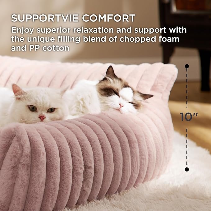 Bedsure Cute Dog Couch for Pets - Fluffy Dog Sofa with Premium Soft Corduroy Fleece, Pet Couch Bed with Washable Cover, Supportive Pet Sofa Bed for Medium Large Dogs, 36inch, Blush Pink