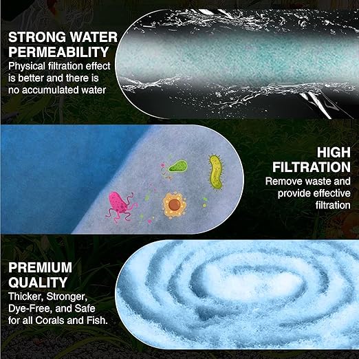 Big Kahuna Aquarium Filter Floss Rolls – 12-inch Pond and Aquarium Filter Media – 1-inch Thick Wet/Dry Aquarium Filter Pad – Bonded Media Filter for Freshwater or Marine Aquariums, Ponds - 15 feet